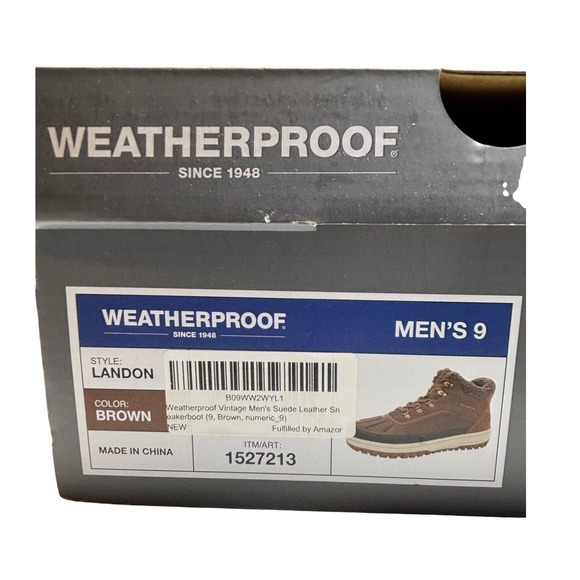 Brand New WEATHERPROOF Mens Landon Brown Suede Leather Laced Winter Boots Size 9 - Picture 8 of 9